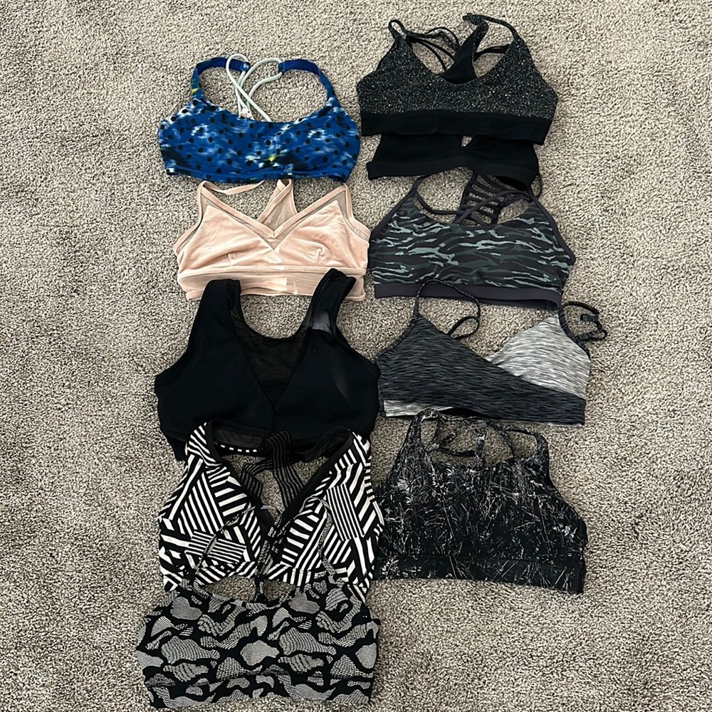 Bundle of 10 sports bras - Lululemon, Alo, Lorna Jane, Brooke Taylor, VS Sport